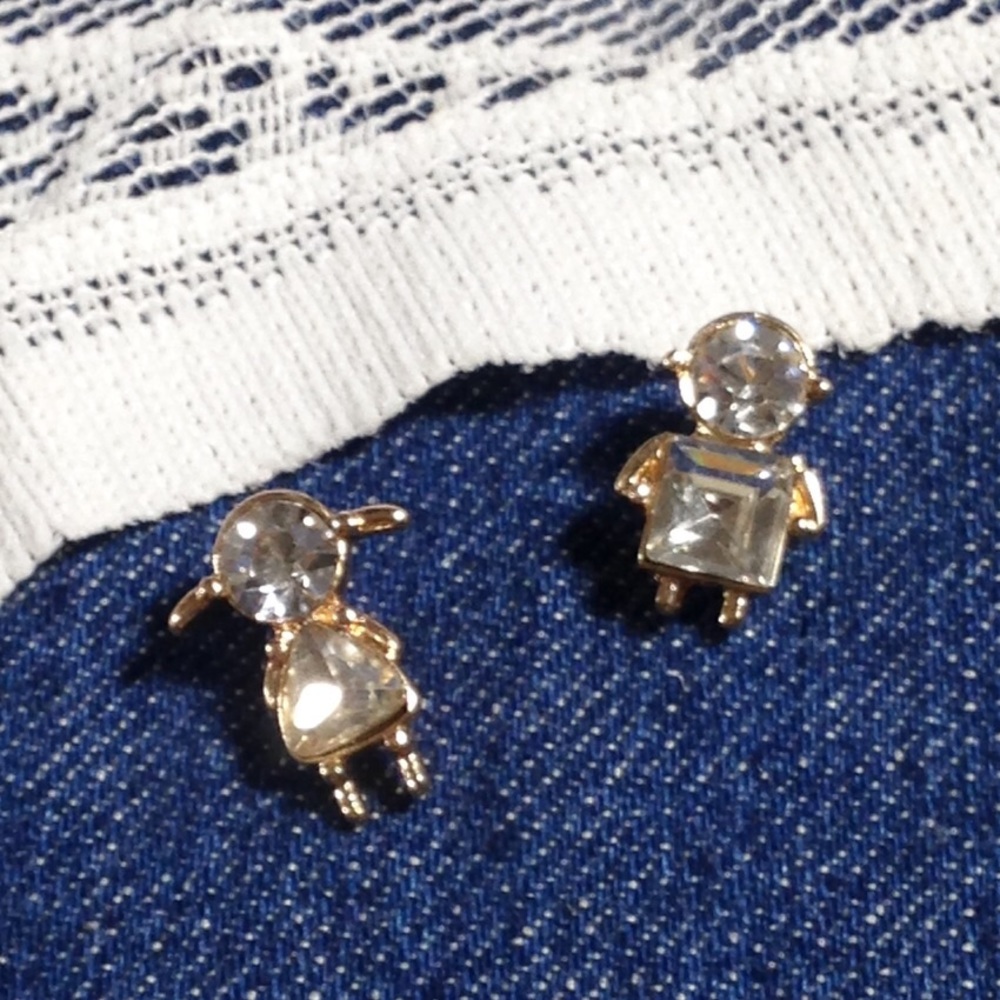 NWT Kate Spade zircon  boy and girl stud earrings